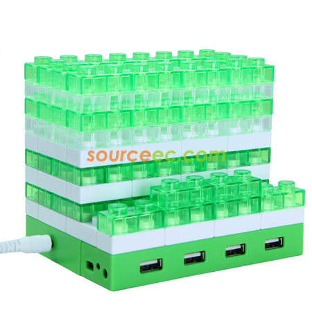 Customization Gattola 5-In-1 Large Brick Pen Holder/USB Hub, Lighting Effect Corporate Gifts