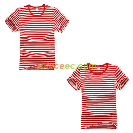 Customization Round Neck Striped Short Sleeve Shirt  Corporate Gifts