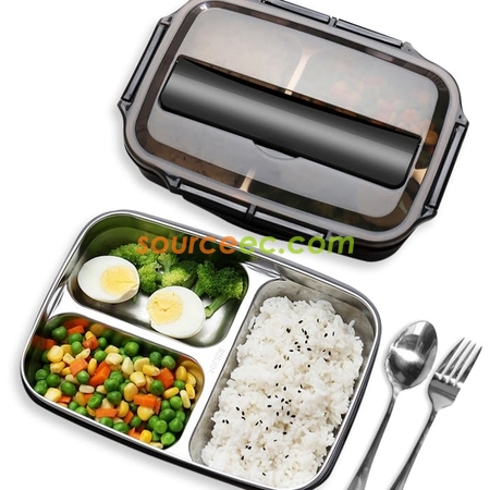 Customization 3-Compartment Stainless Steel Lunch Box (with Cutlery) Corporate Gifts