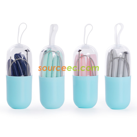 Reusable Portable Collapsible Silicone Straws 