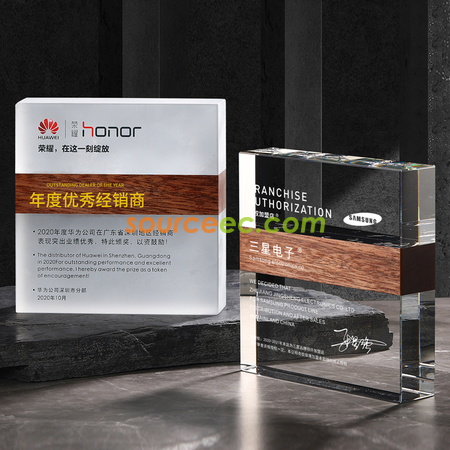 Creative Square Marble Solid Wood Crystal Trophy