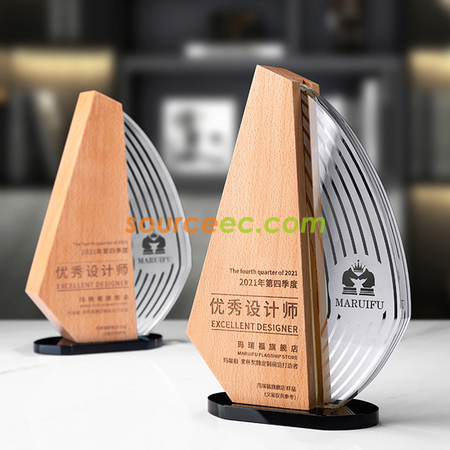 Customization Wooden Crystal Trophy Corporate Gifts