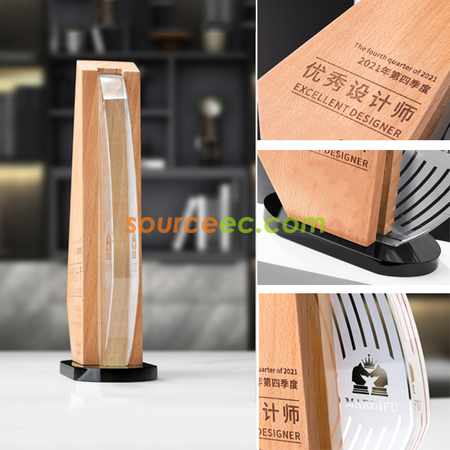 Customization Wooden Crystal Trophy Corporate Gifts