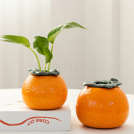Customization Orange Ceramic Flower Pot Corporate Gifts