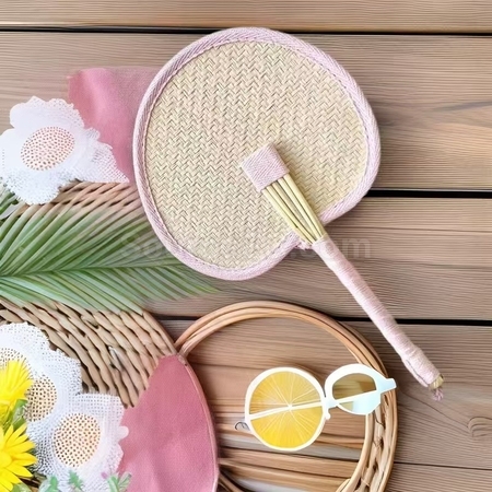 Customization Eco-friendly Woven Bulrush Fan Corporate Gifts