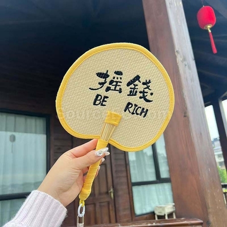 Customization Eco-friendly Woven Bulrush Fan Corporate Gifts