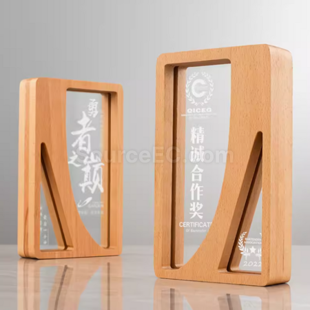 Solid Wood Crystal Trophy