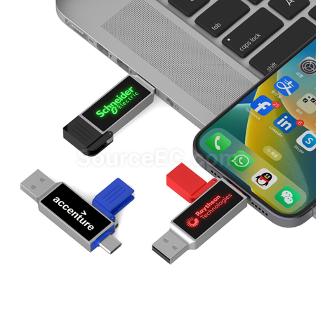 Customization Type-C USB Flash Drive with Lighting Logo Corporate Gifts