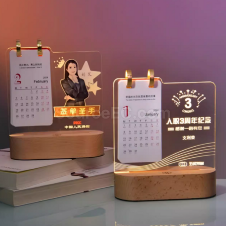 Customization Creative luminous night light table calendar trophy Corporate Gifts