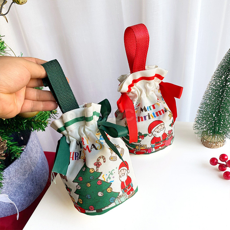 Customization Christmas Tote Drawstring Canvas Bag Corporate Gifts