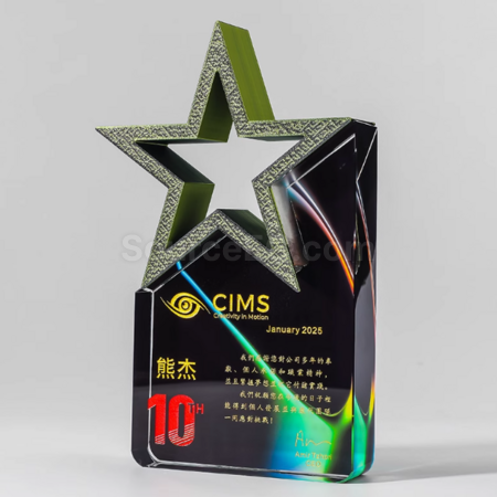 Customization Colorful Five-Star Crystal Trophy Corporate Gifts