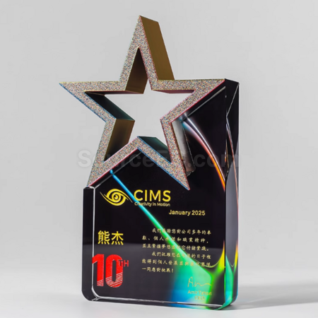 Customization Colorful Five-Star Crystal Trophy Corporate Gifts