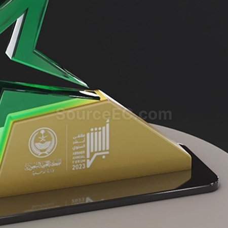 Customization Green Star Crystal Acrylic Trophy Corporate Gifts