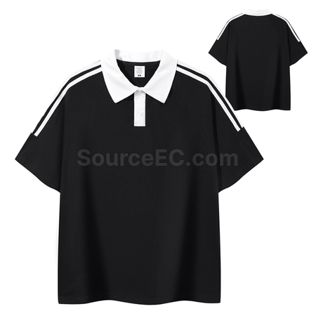 Customization Color-Blocked Three-Striped Polo Shirt Corporate Gifts