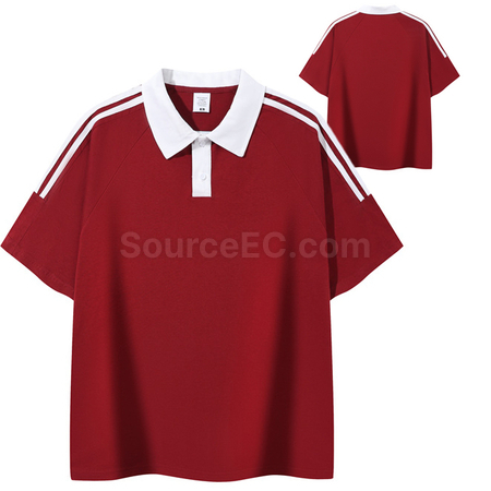 Customization Color-Blocked Three-Striped Polo Shirt Corporate Gifts