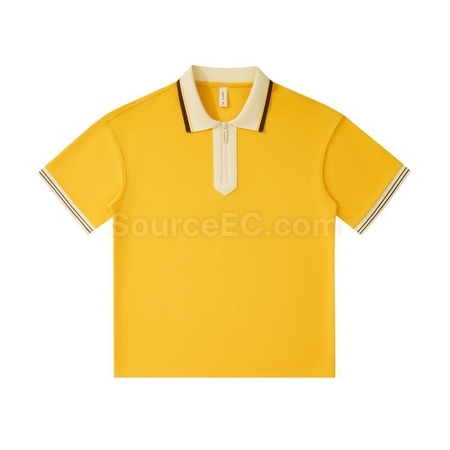 Customization 240g Japanese Retro Collar Zipper Color-Blocked Polo Shirt Corporate Gifts