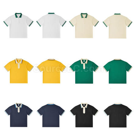 Customization 240g Japanese Retro Collar Zipper Color-Blocked Polo Shirt Corporate Gifts