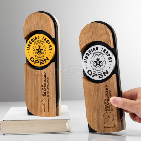 Customization Creative Solid Wood Metal Commemorative Trophy Corporate Gifts