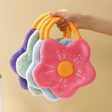 Customization Coral fleece embroidered flower-shaped towel Corporate Gifts