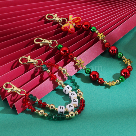 Customization Christmas keychain beaded phone chain Corporate Gifts