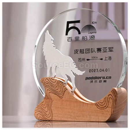 Customization Creative Solid Wood Crystal Trophy Corporate Gifts