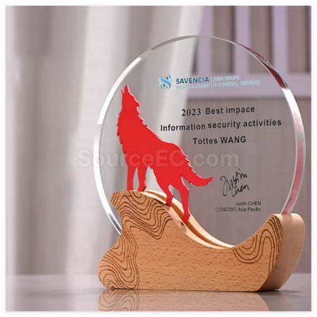 Customization Creative Solid Wood Crystal Trophy Corporate Gifts