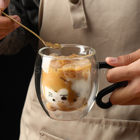 Customization Cat Double-walled Glass Cup Corporate Gifts