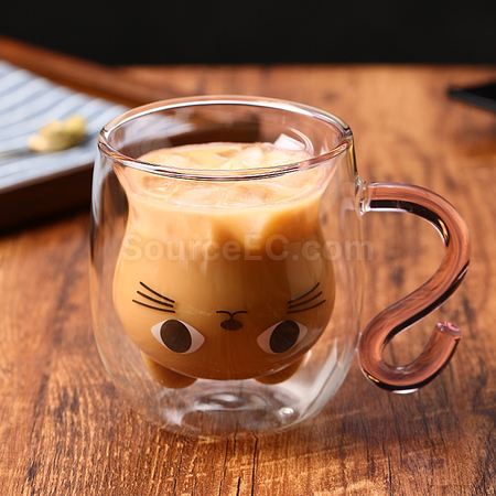 Customization Cat Double-walled Glass Cup Corporate Gifts