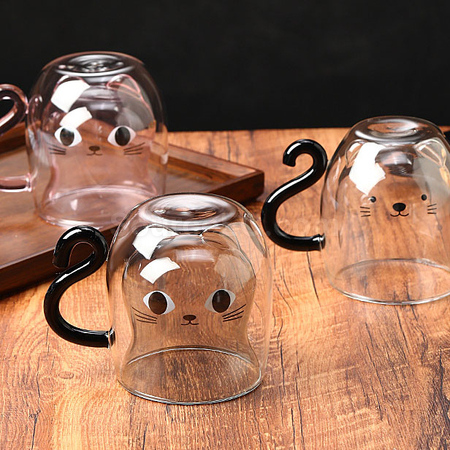 Customization Cat Double-walled Glass Cup Corporate Gifts