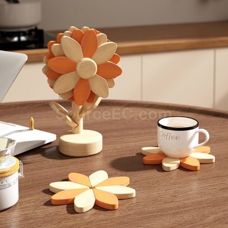 Customization Sunflower Wooden Heat-Resistant Mat Corporate Gifts