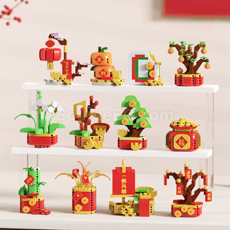 Customization Mini Decompression Building Block Ornaments For Chinese New Year Corporate Gifts