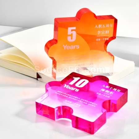 Customization High-End Gradient Creative Ligsaw Puzzle Crystal Trophy Corporate Gifts