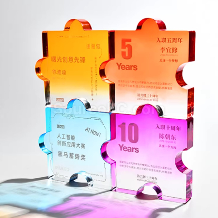 High-End Gradient Creative Ligsaw Puzzle Crystal Trophy