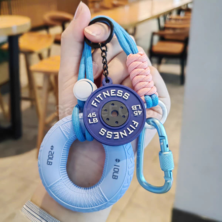 Customization Grip trainer + dumbbell plate stress-relief keychain pendant Corporate Gifts