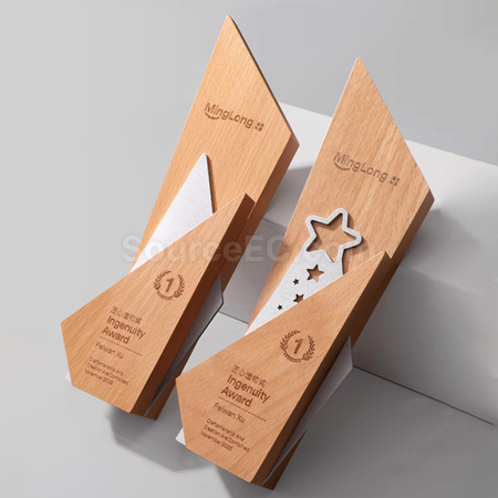 Customization Solid Wood And Metal Trophy Corporate Gifts
