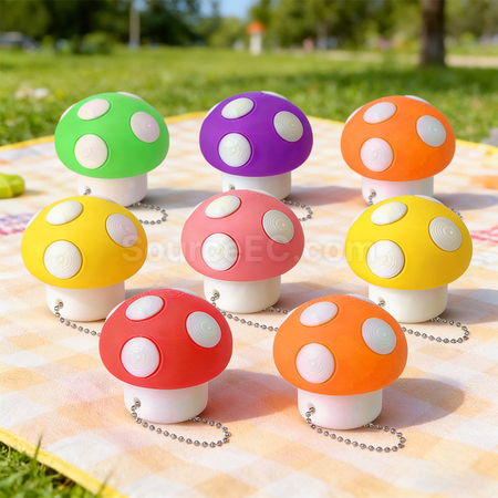 Customization Mushroom Stress Relief Button Keychain Pendant Corporate Gifts