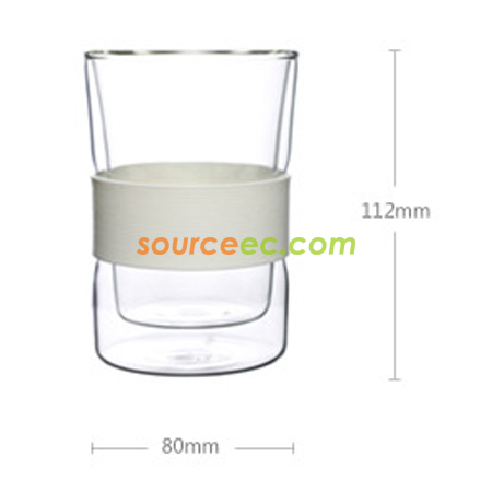 Customization 260ML Silicone Double Wall Glass Cup Corporate Gifts