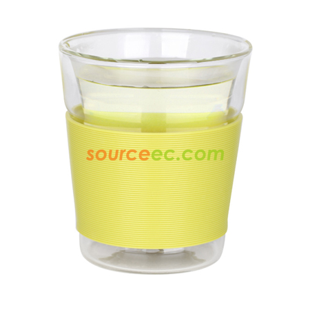 Customization 260ML Double Silicone Glass Cup Corporate Gifts