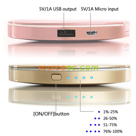 Customization LED Dual Mirror Power Bank-Circle Corporate Gifts