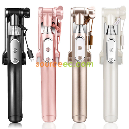 Selfie Stick Monopod Rear Mirror and LED Flash Fill Light 