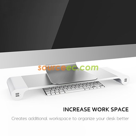 Customization Aluminum Monitor Stand Riser with 4 USB Charging Ports  Corporate Gifts