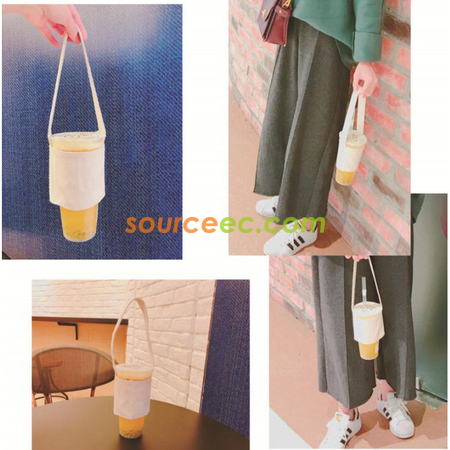 Customization Stylish Canvas Coffee Cup Sleeve Carrier Bag With Handle Corporate Gifts
