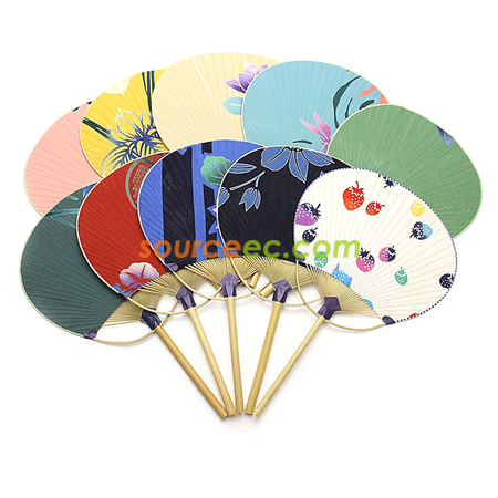 Customization Bamboo Circular Fan Corporate Gifts