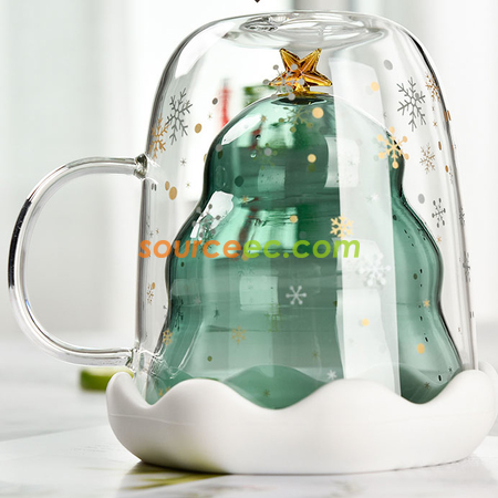 Customization  250ML Christmas-Tree Glass Mug Corporate Gifts