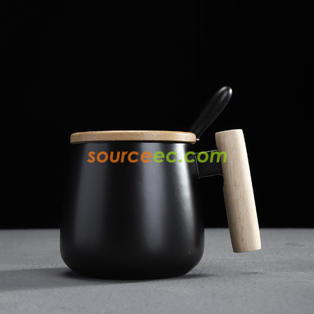 Customization 425ML Ceramic Mug with Wooden Handle Corporate Gifts