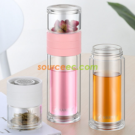 Customization 450 ML Portable Glass Bottle with Infuser Corporate Gifts