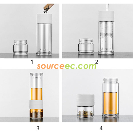 Customization 450 ML Portable Glass Bottle with Infuser Corporate Gifts