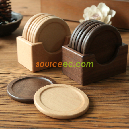 Customization Japanese Style Wooden Coaster Suit Corporate Gifts