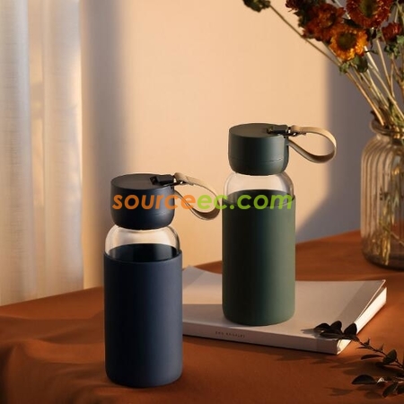 Customization 400ml Glass And Silica Gel Anti Scalding Cup Corporate Gifts