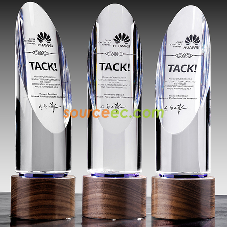 Customization Solid Wood Crystal Column Commemorative Trophy Corporate Gifts